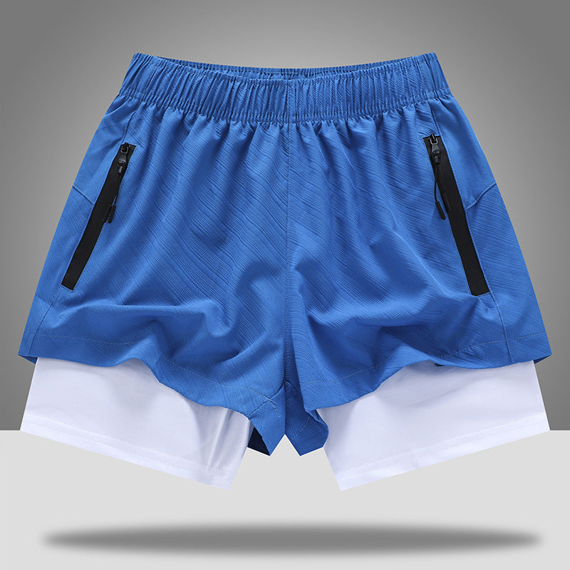 Men's Loose Quick Drying Lined Anti Glare Double-layer Shorts