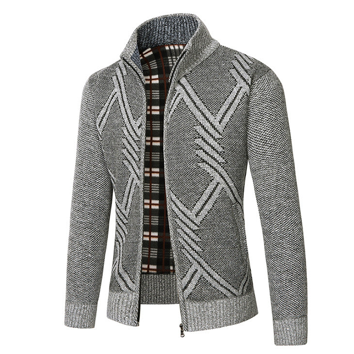 Fashion Men's Sweater Stand Collar Zipper Cardigan Outerwear