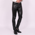 Men's Skinny Pants Tight Elastic Trend Motorcycle Male Nightclub Leather Pants