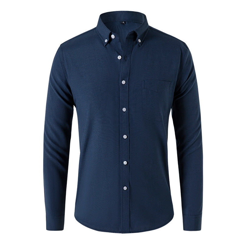 Japanese Retro Men's Long-sleeved Casual Solid Color Shirt