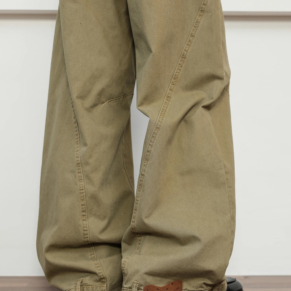 Retro Deconstruction Scimitar Men's Wide-leg High-end Khaki Pants