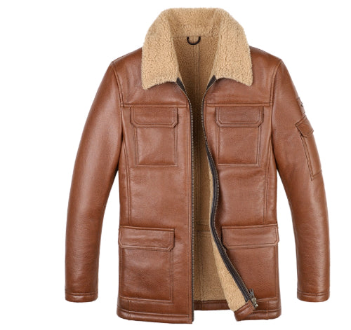 Sheepskin Trench Coat Lapel Jacket