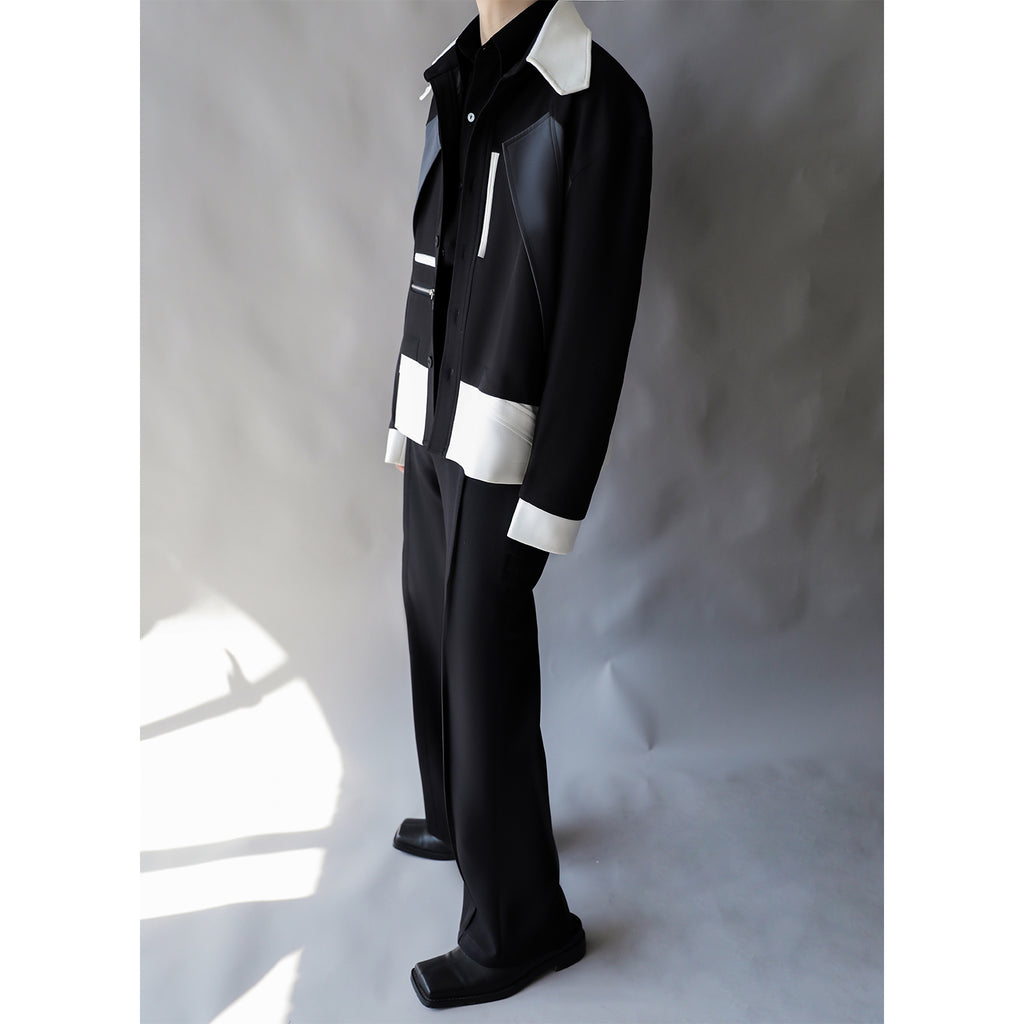 Mens Loose-fitting Casual Color-blocking Workwear Jacket