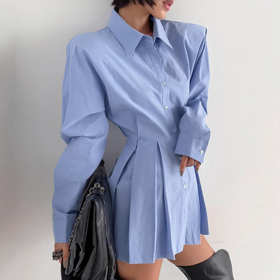 Temperament Commute All-match Cotton Shirt Long-sleeved Lace-up Top