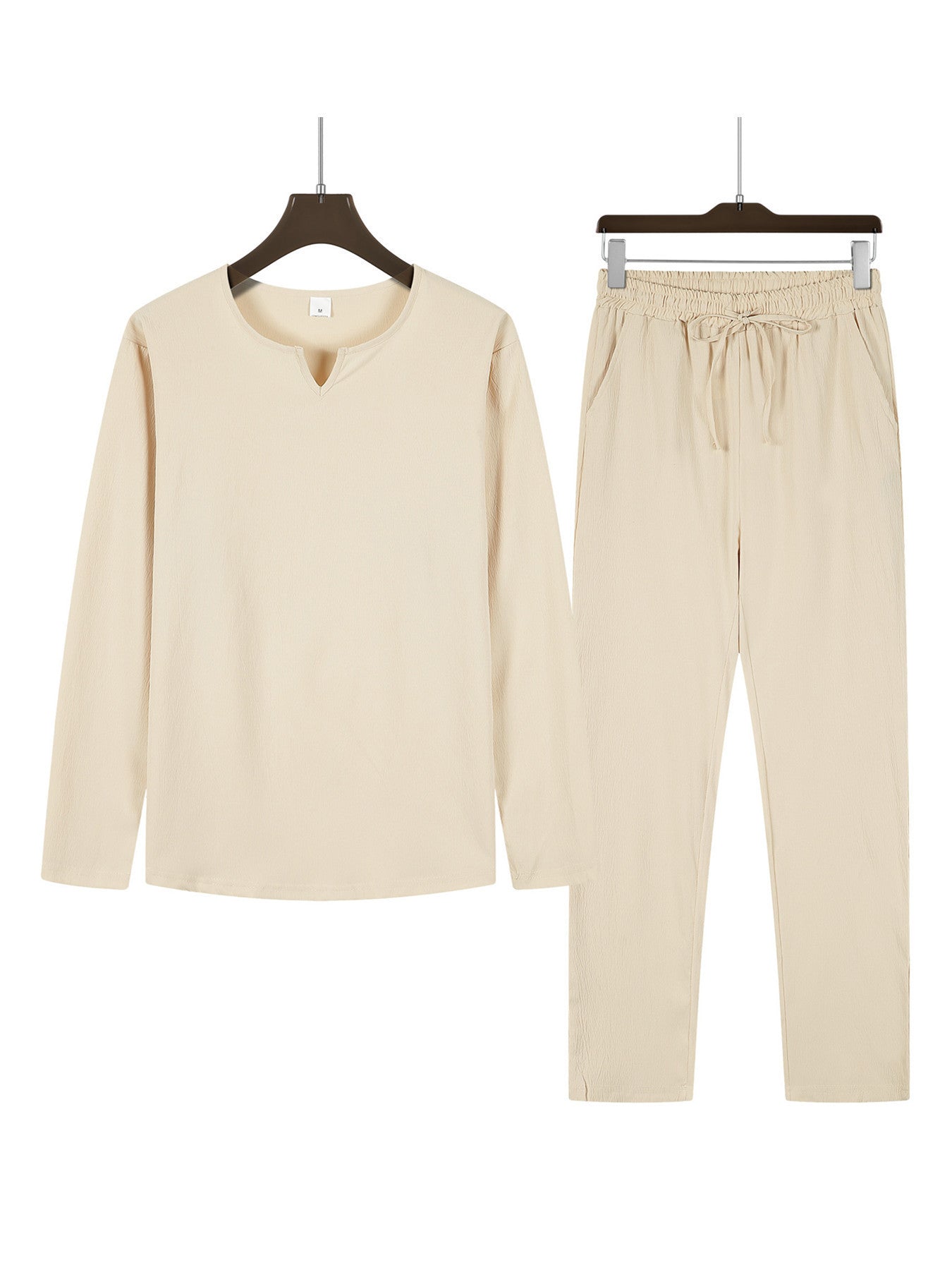 Men's Casual Solid Color Drawstring Waistband Pocket Suit