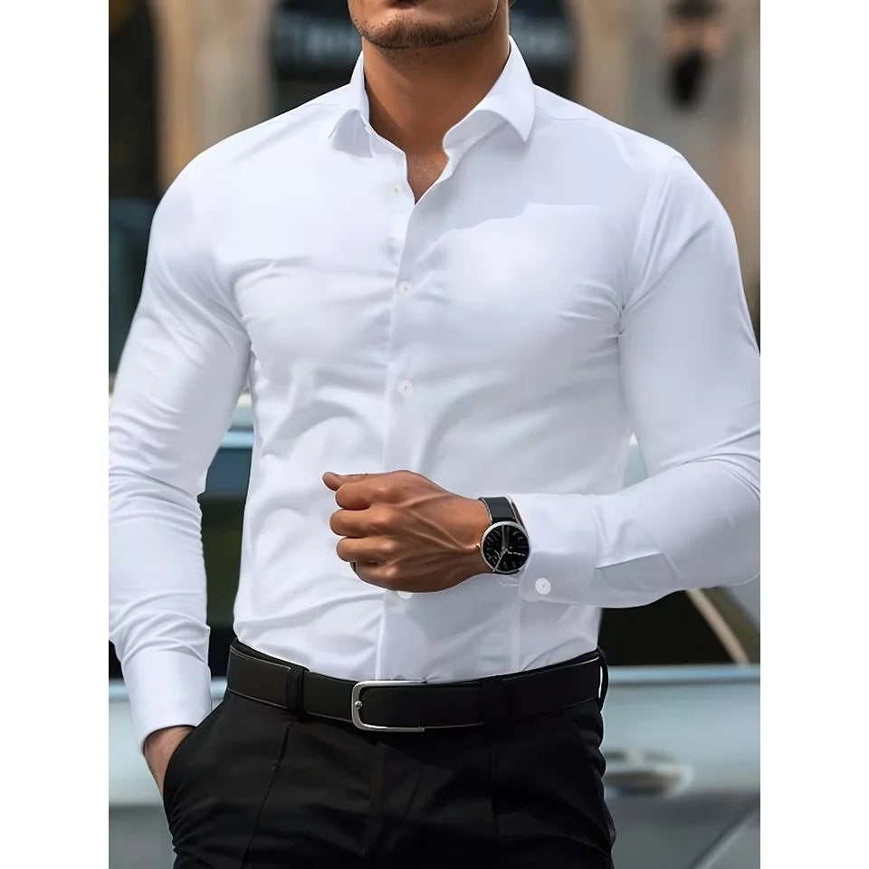 Bolubao Men Smart Casual Shirt Brand Fashion Solid Color