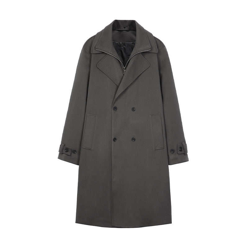 Double Breasted Men's Mid-length Over-the-knee High-grade Trench Coat