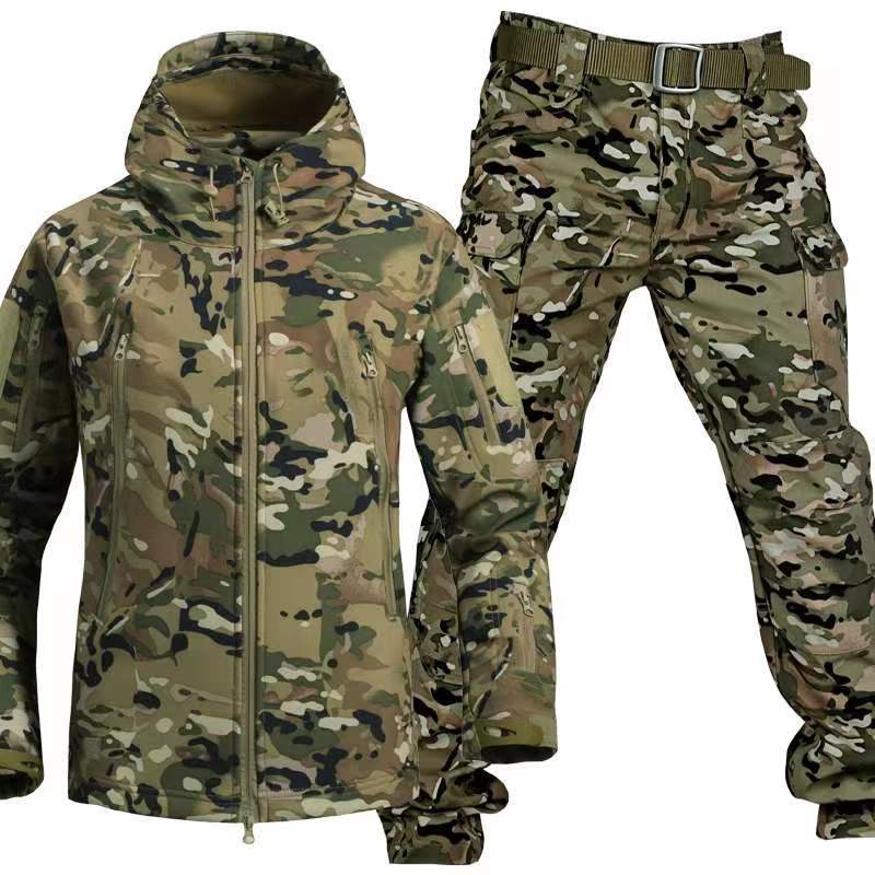 Outdoor Shark Skin Thermal Suit Special Forces Camouflage Brushed Thickened Jacket