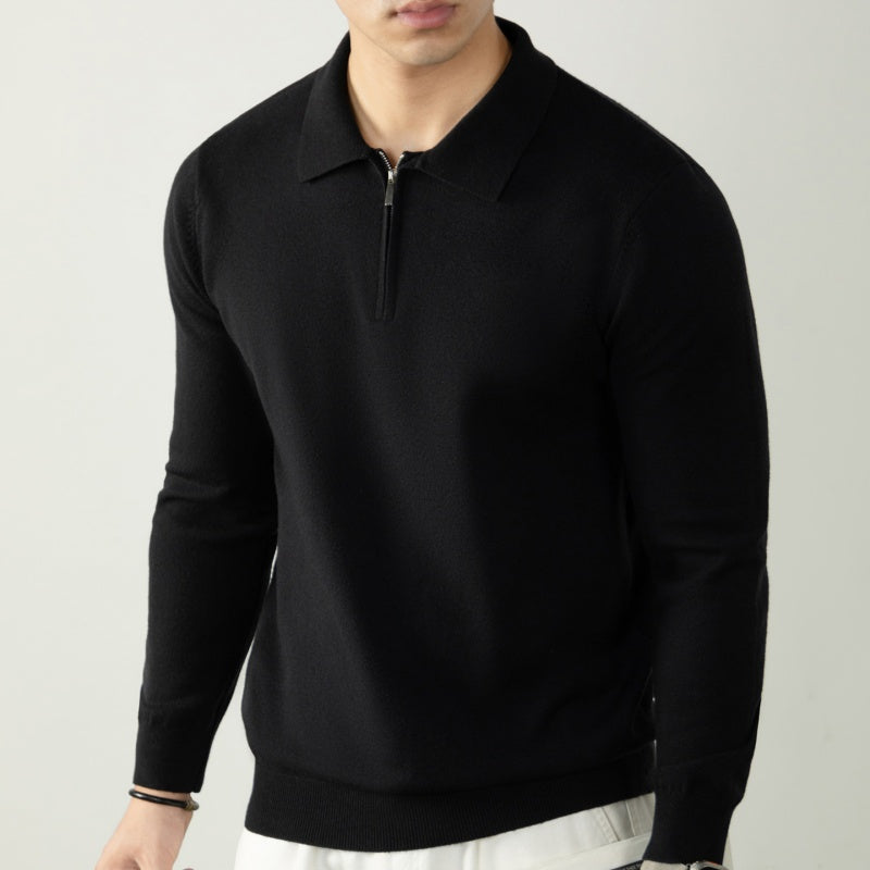 Men's Business Half-Zip Polo Collar Knitted Sweater
