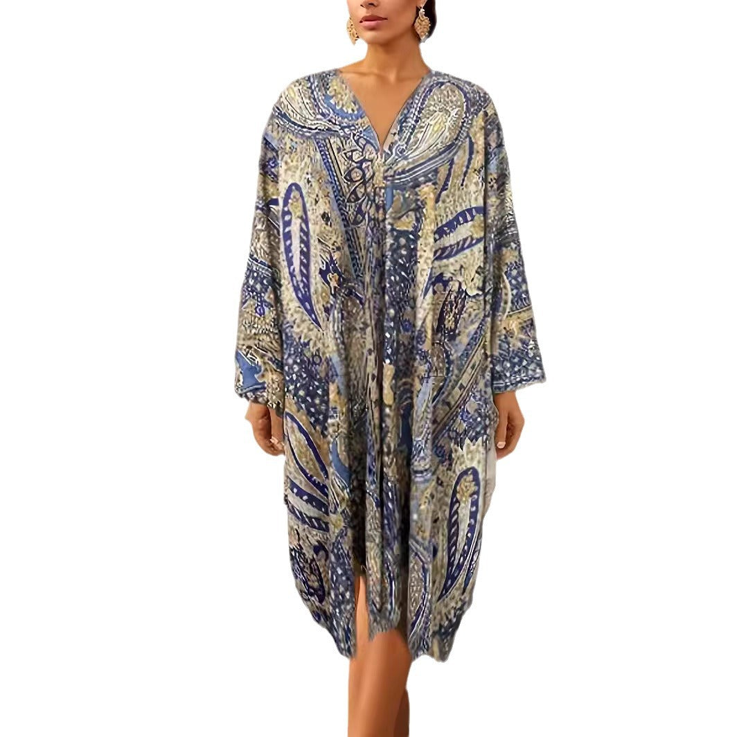 Bohemian Cardigan Aztec Printed Bat Cloak