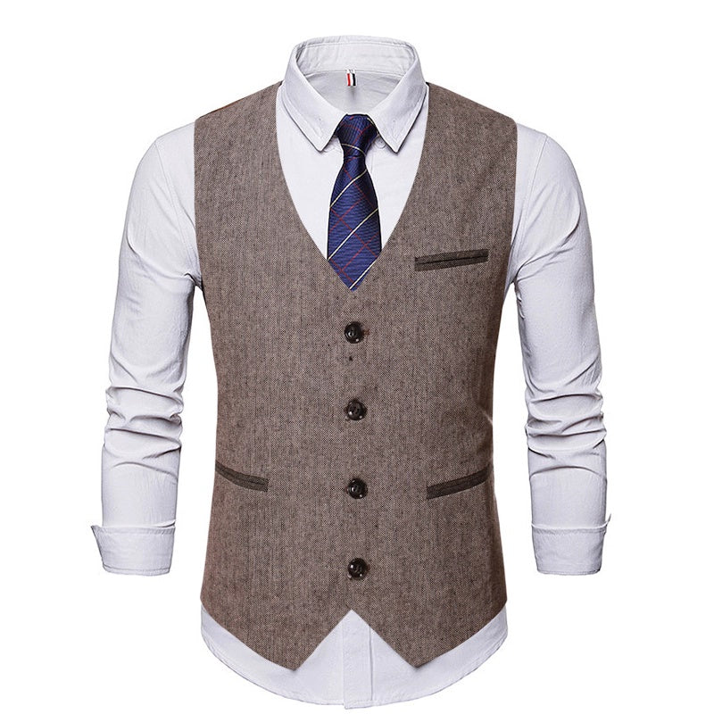 A Simple And Casual British Style Vest In Contrasting Colors For Men Without Straps