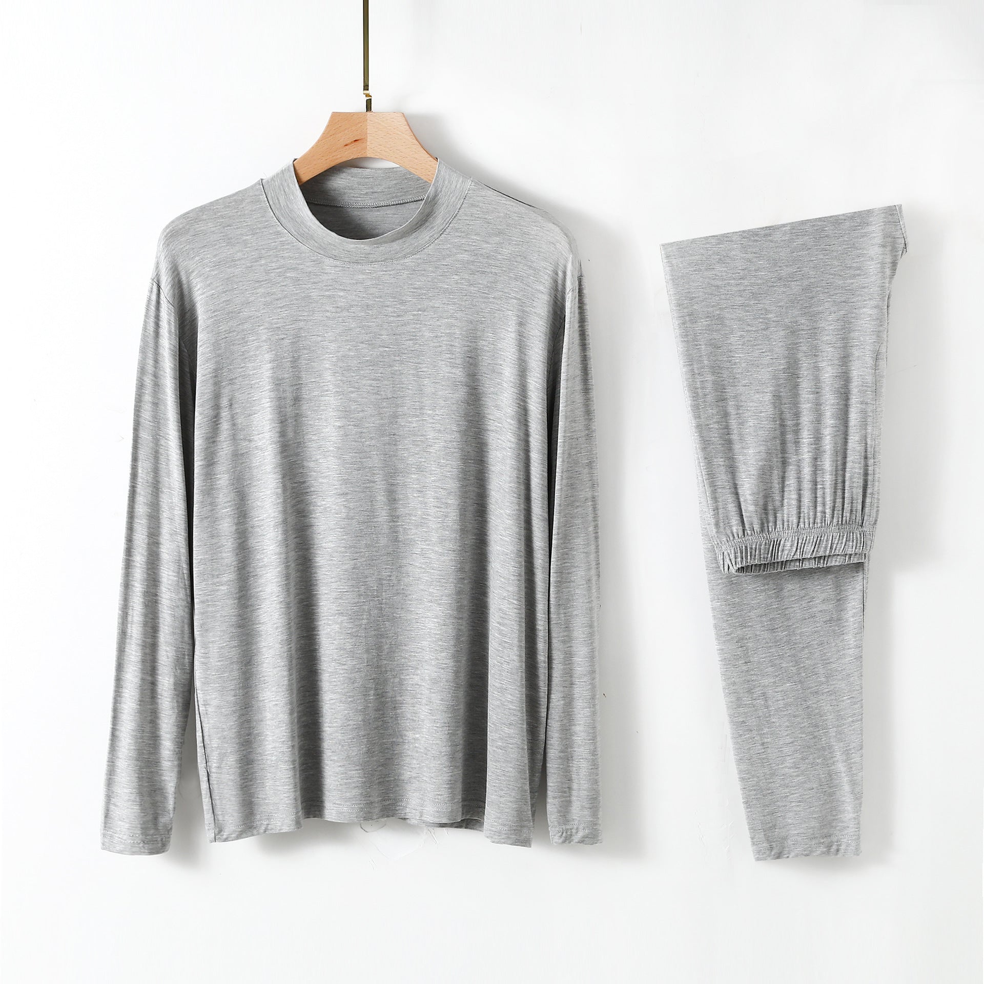 Semi-high Neck Long Sleeve And Long Pants Underwear Set, Comfortable And Smooth Pajama Two-piece Set