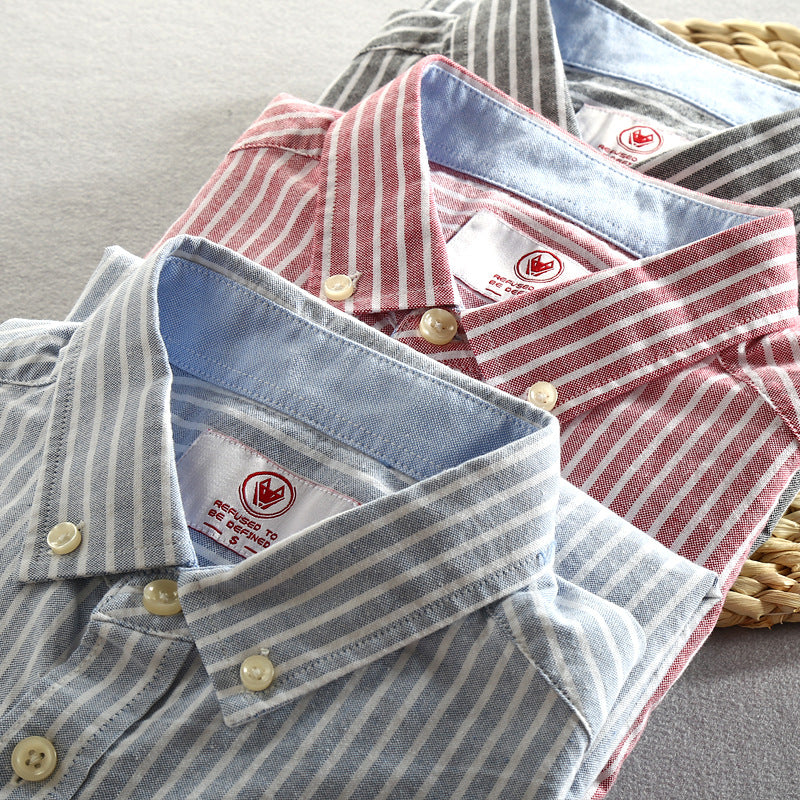 Loose-fitting, Minimalist Striped Shirt With A Turn-down Collar