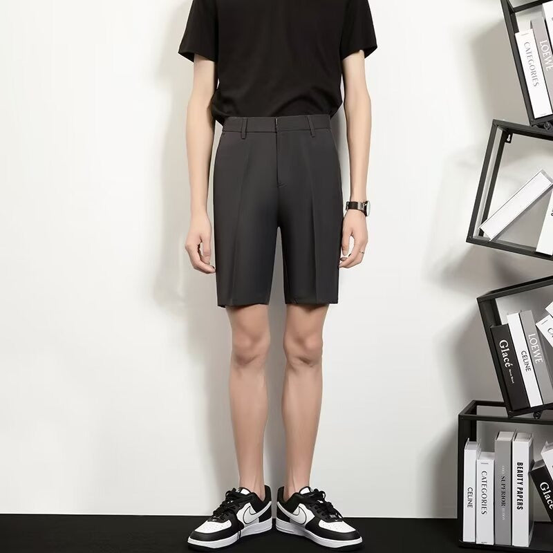 Men's Slim-fit Casual White Straight-leg Shorts