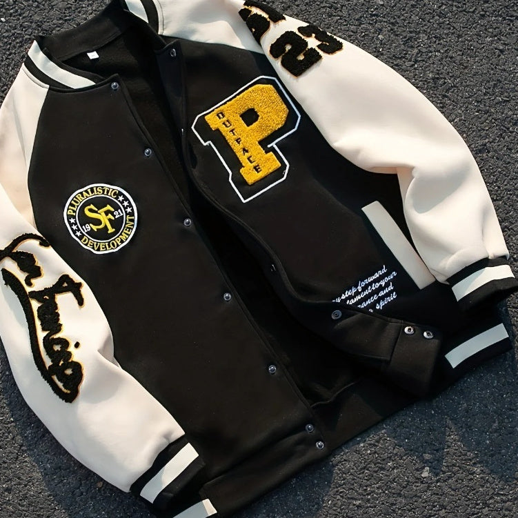 New Casual All-match Stitching Contrast Color Men's Jacket Top