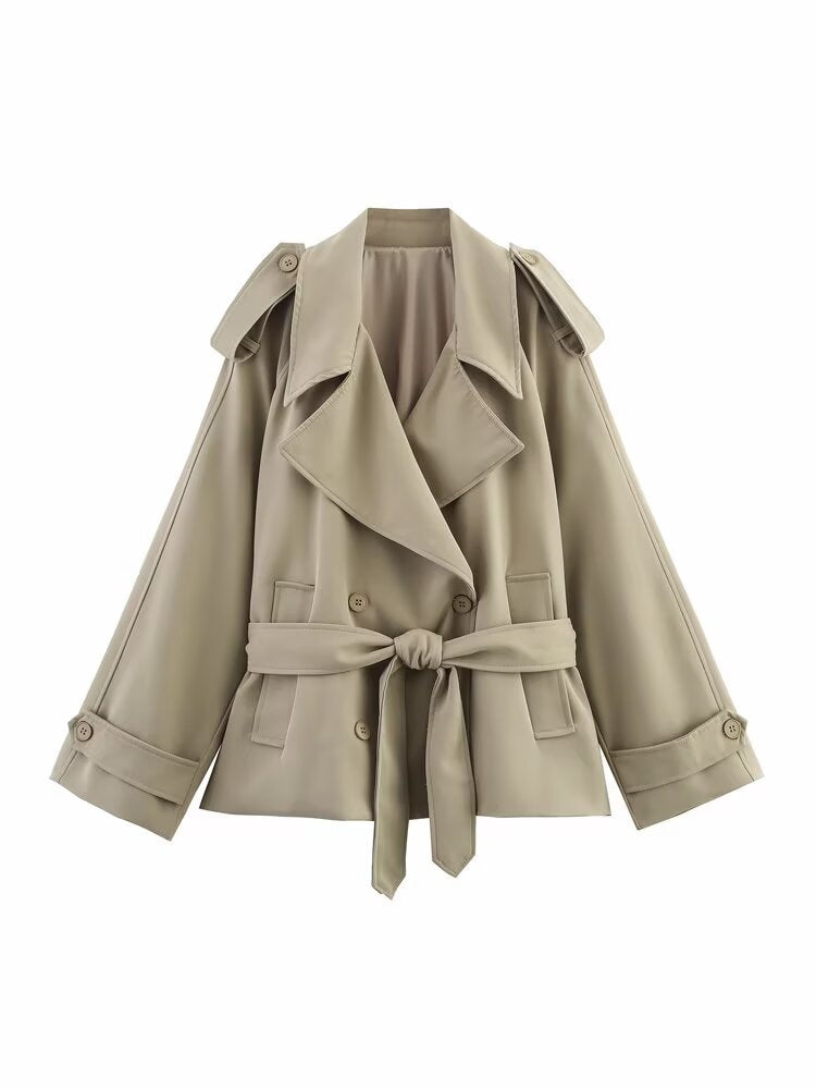 Loose Casual Long Sleeves Short Women's Windbreaker Coat