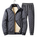 Men's Thickened Fleece Warm Turn-Down Collar Zipper Jacket Pants