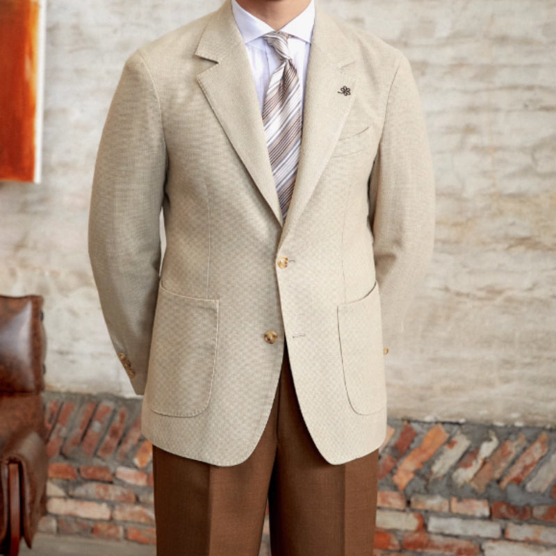 Commuter Cotton And Linen Textured Single-breasted Suit British Fashion Breathable