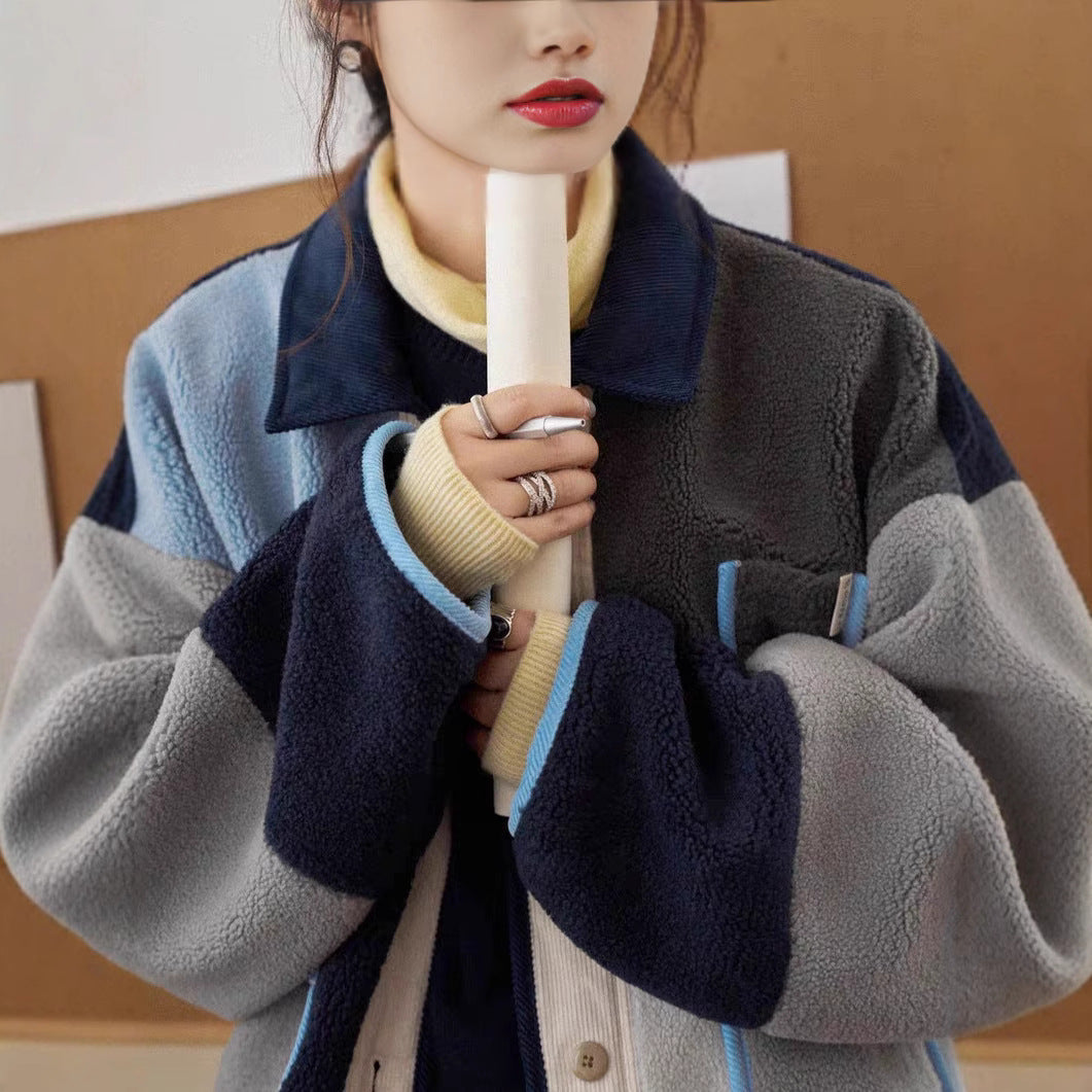 Vintage Colorful Plaid Lambswool Short Coat For Women