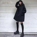 Dark Hooded Loose Coat Women's Clothing