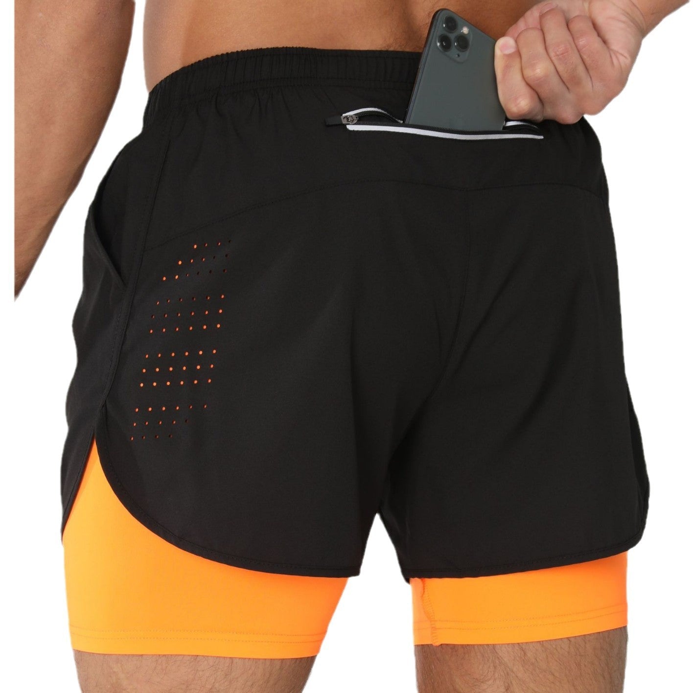 Quick-dry Lining Anti-exposure Double-layer Fitness Shorts For Men