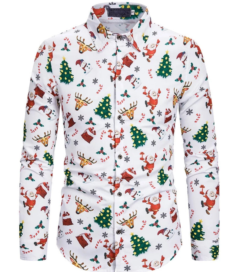 Santa Claus Holiday Shirt, Digital 3D Printed Long-Sleeve Shirt