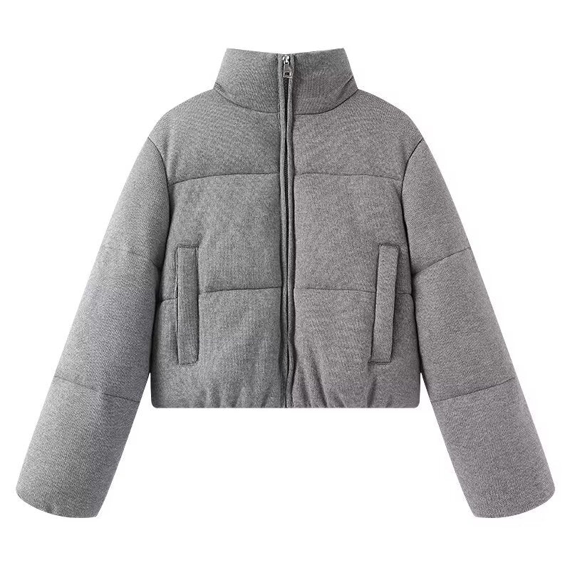 Knitted Fabric Stand-up Collar Thermal Comfortable Figure-flattering Classic Puffer Jacket