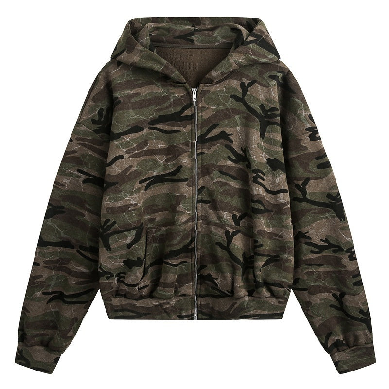 Autumn New American Retro Camouflage Hooded Sweatshirt