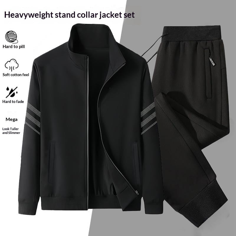 Casual Cardigan Hoodie Stand-up Collar Jacket And Pants Set