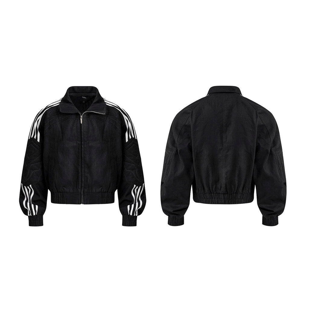 Men's Early Autumn Patchwork Stand-up Collar Cardigan Top Jacket