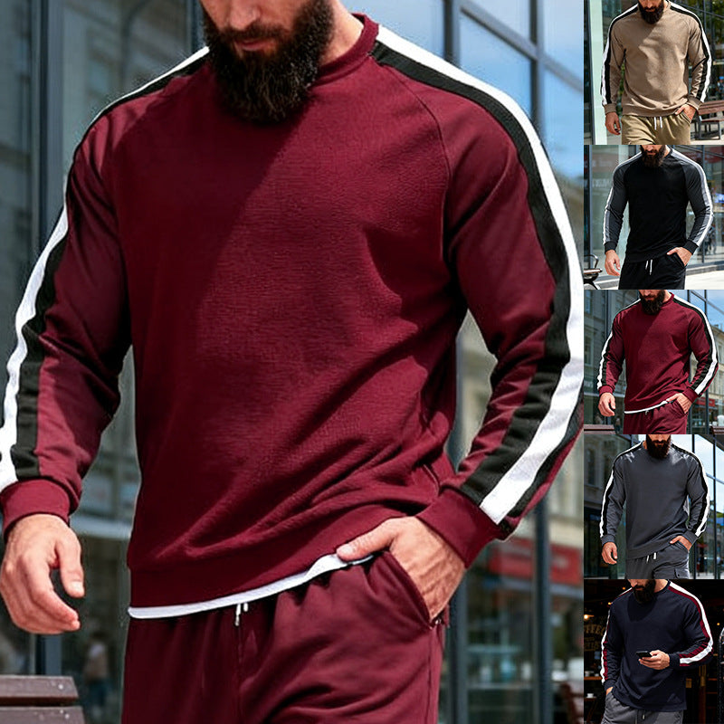 Long Sleeve Striped Base Hoodie For Men