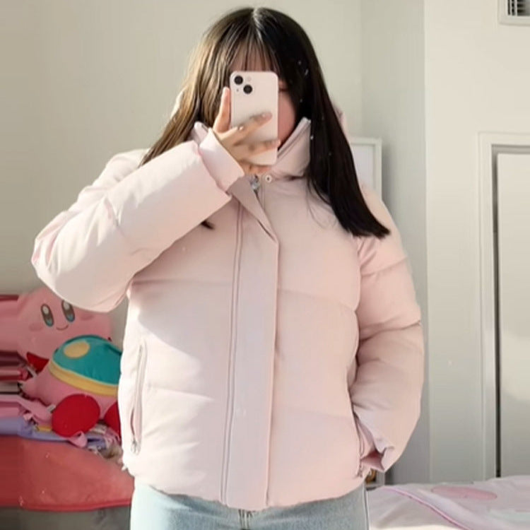 Detachable Hat Short Loose Cotton Coat Women