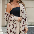 Women's Mid-length Leopard-print Sweater Baggy Coat