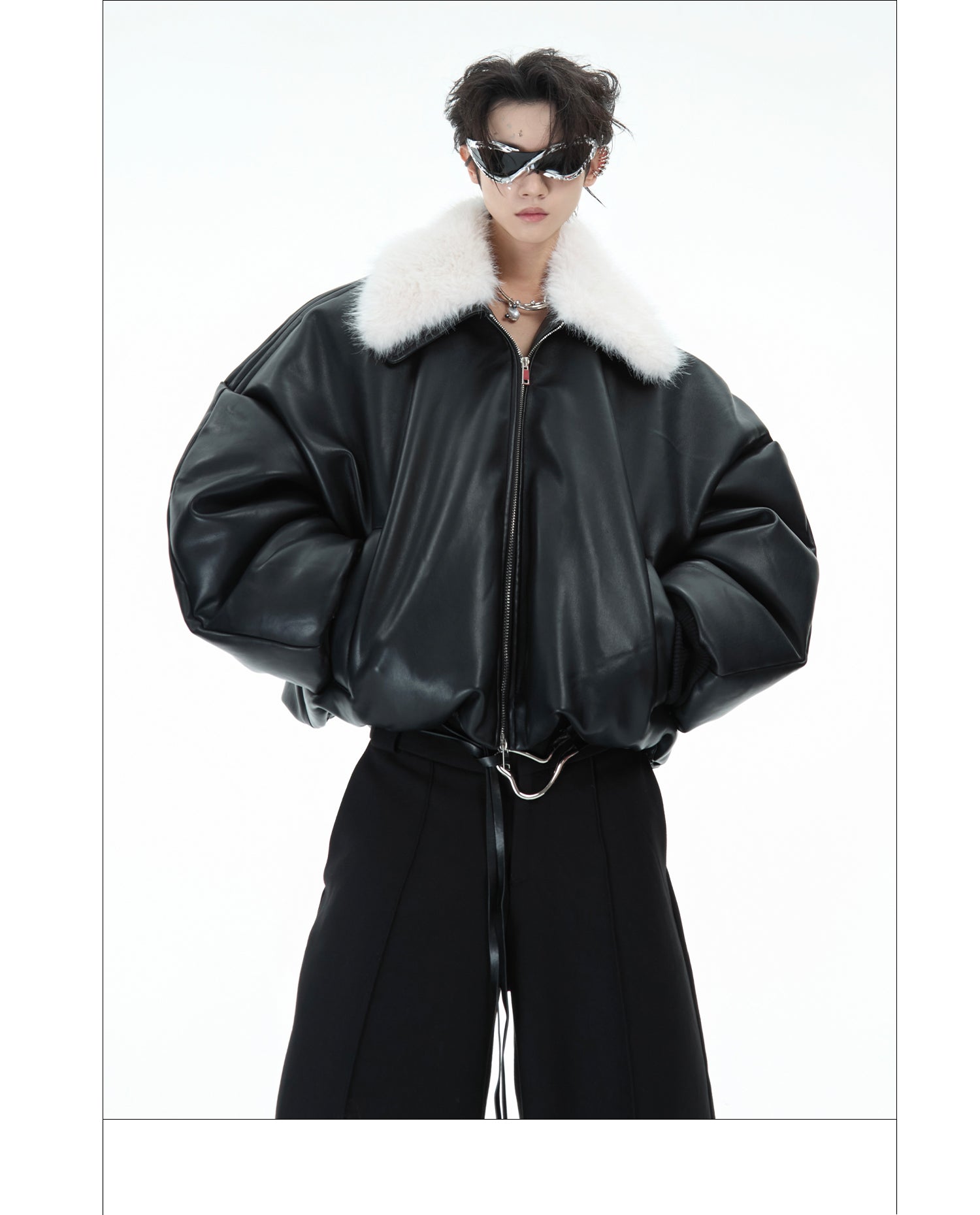 Recycled Niche Fur Collar Jacket Cotton-padded Jacket Leather Coat