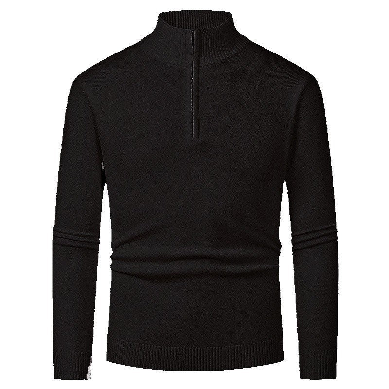 Men's Fashion Half Zipper Polo Sweater Casual Long Sleeve