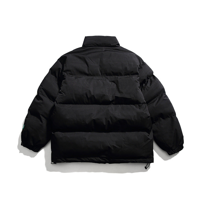 Men's Solid Color Racing Elements Embroidered Letter Stand Collar Jacket