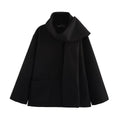 Elegant Blended Textile Scarf Overcoat Coat