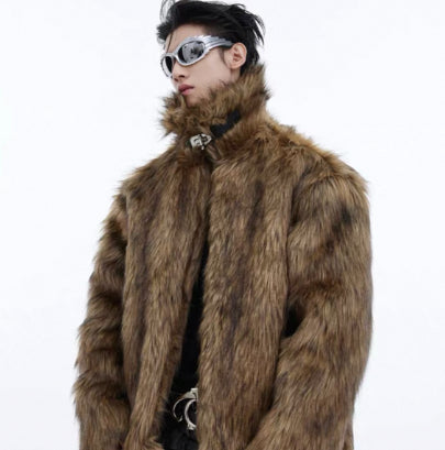 Autumn And Winter Faux Fur Coat For Men