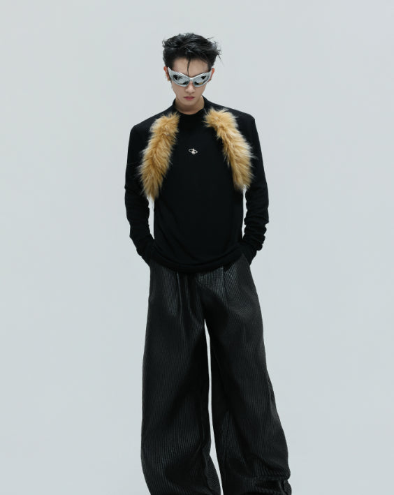 Retro Turtleneck Furry Design Slim Bottoming Shirt