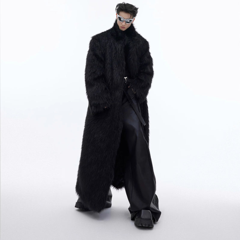 Mink-proof Fur Overcoat Coat Long Below The Knee Plush Trench Coat