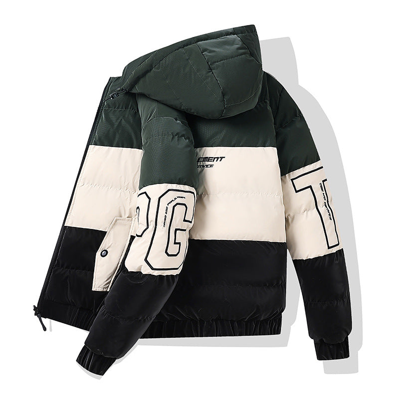 Color-blocking Euro-American Style Reversible Cotton Jacket