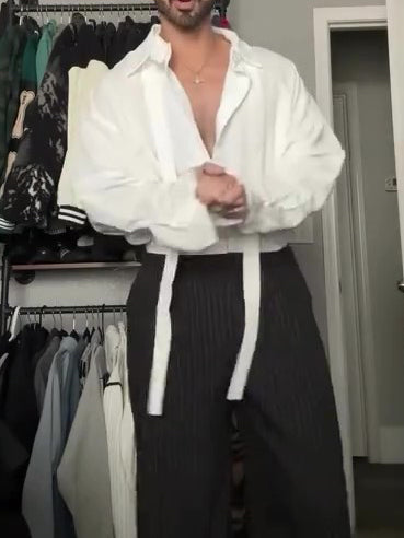 White Oversized Tie-Front Shirt With Relaxed Fit And Open Collar