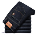 Men's Fleece-Lined Straight-Leg Loose-Fit Thickened Warm Casual Denim Jeans