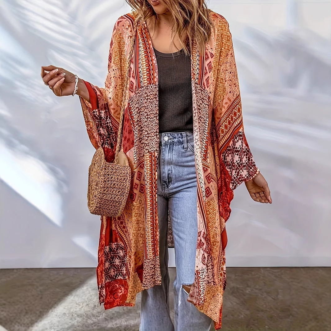 Bohemian Cardigan Aztec Printed Bat Cloak