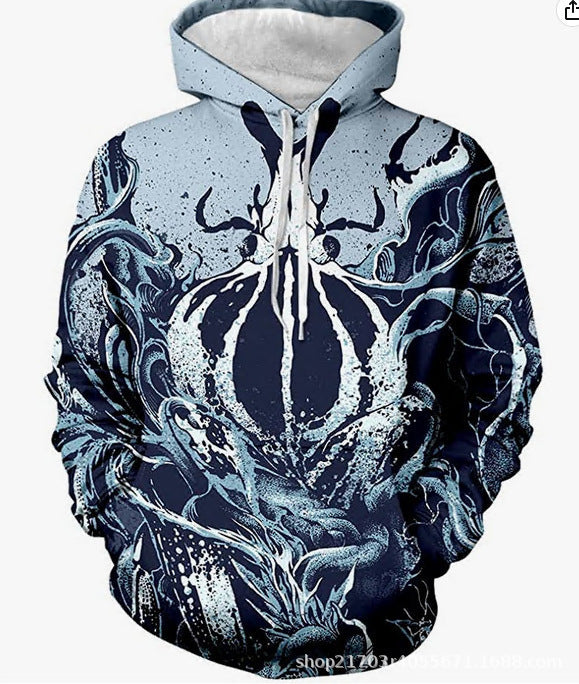 Halloween Skull Digital Print Hoodie