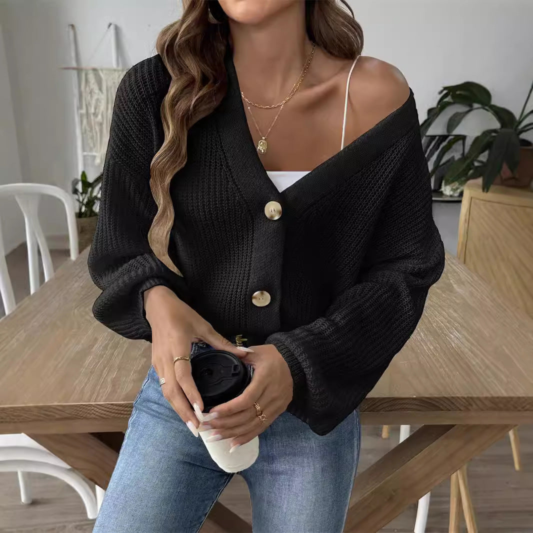 Women's Minimalist Short-button Sweater Jacket
