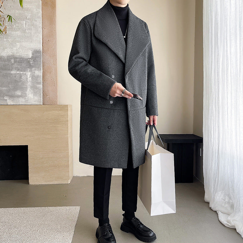 Men's Cotton-padded Mid-length Woolen Coat