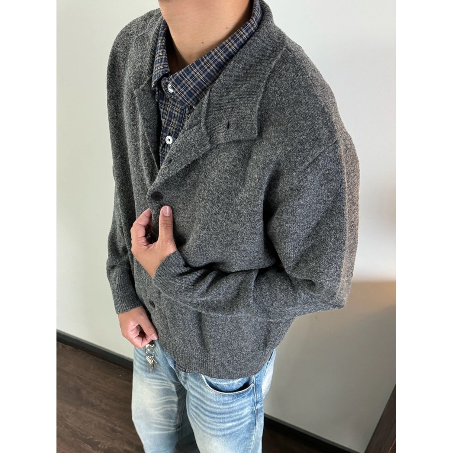 Retro Loose Casual Solid-color Cardigan Sweater