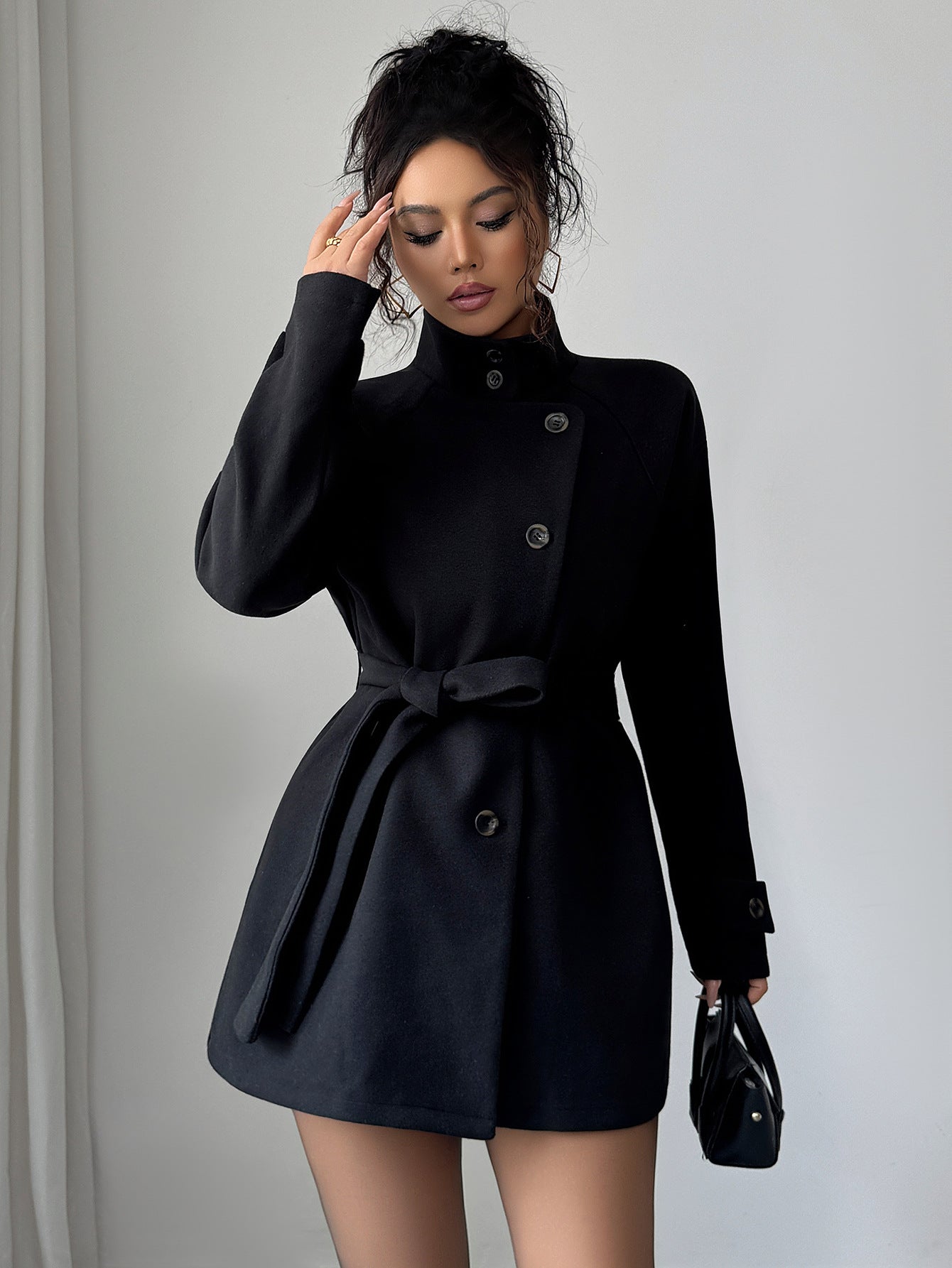 Women's Solid Color Casual Button Long Sleeved Windbreaker Jacket