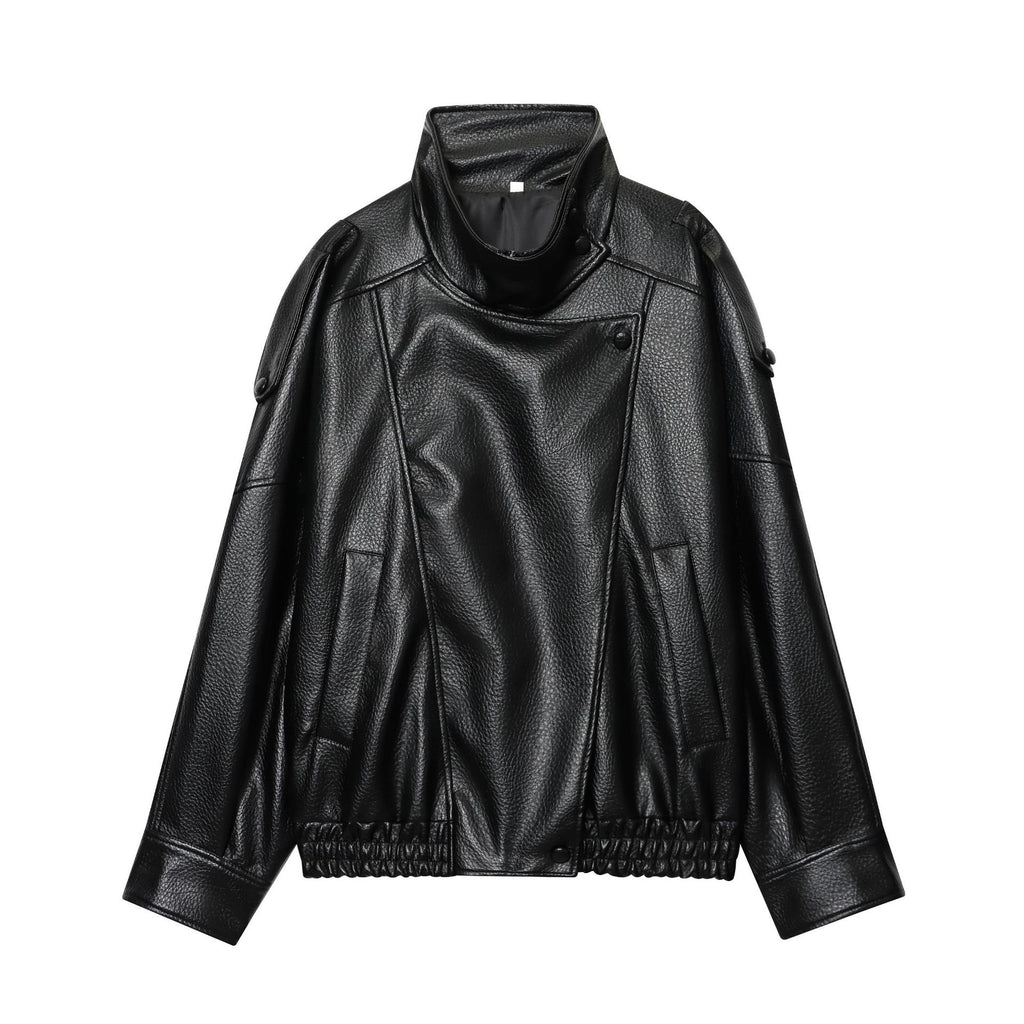 European And American Style Women's Autumn New Fashion Street Imitation Leather Jacket Coat